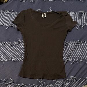 Windsor Black Ribbed Short Sleeve Top